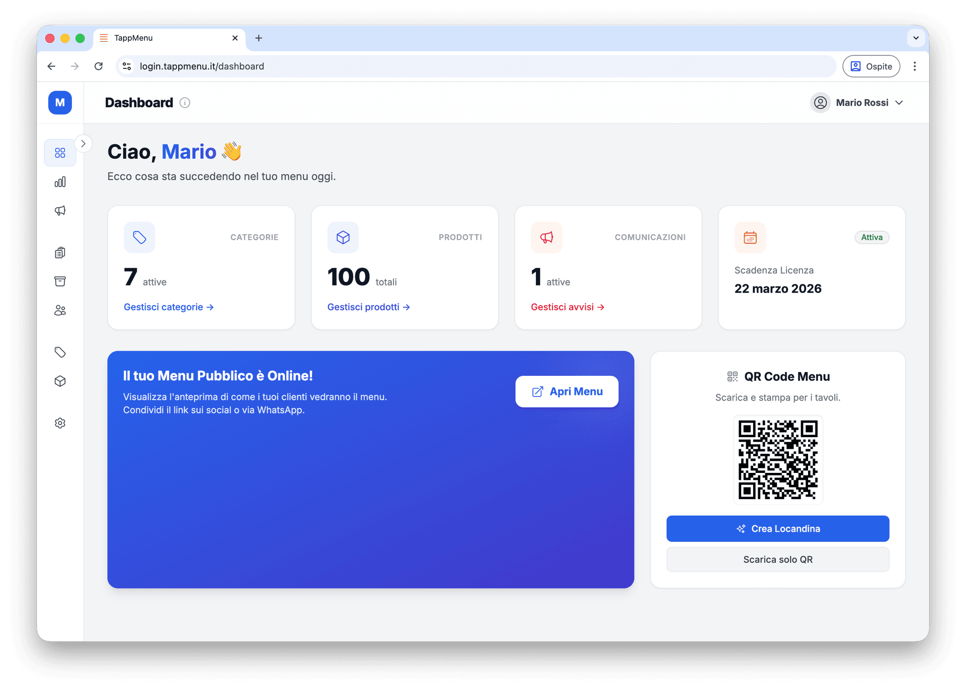 TappMenu App Dashboard